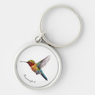  Rainbow Wings: Vibrant Hummingbird Art, custom  Key Ring