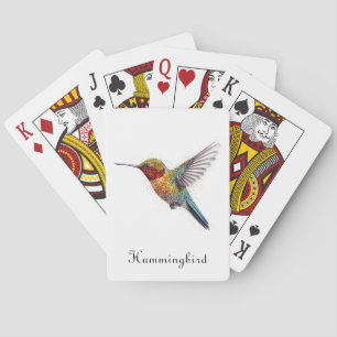 Rainbow Wings: Vibrant Hummingbird Art, custom Playing Cards