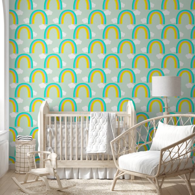 Rainbow with Cloud Blue Wallpaper (Kids)