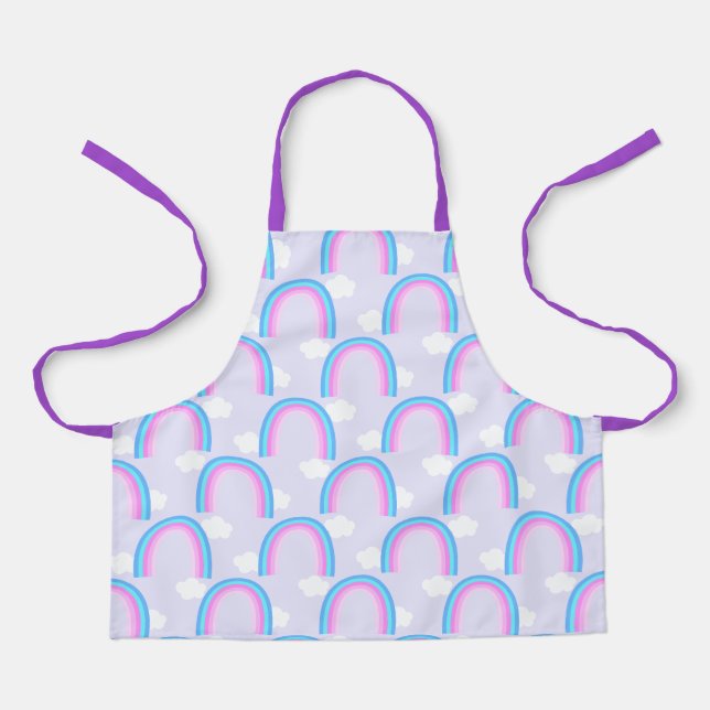 Rainbow with Cloud Light Purple Apron (Front)