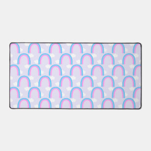 Rainbow with Cloud Light Purple Desk Mat