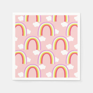 Rainbow with Cloud Pink Napkin