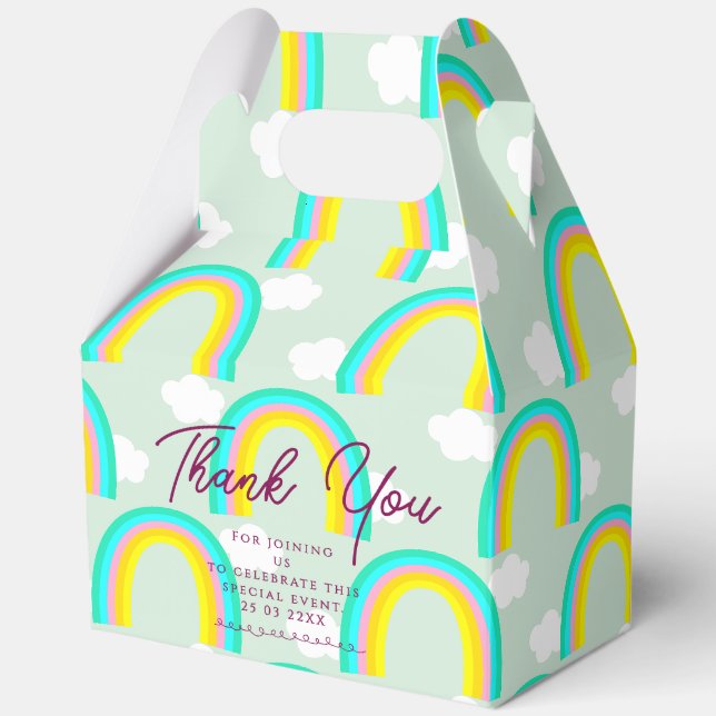 Rainbow with Cloud Thank You Blue Favour Box (Front)