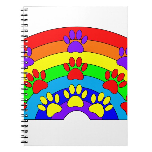 Rainbow With Dog Paw Prints Notebook (Front)