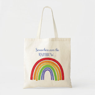 RAINBOW with Faux Glitter Border Tote Bag