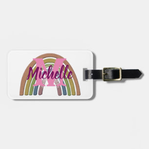 Rainbow With Faux Rustic Paper Texture Custom Name Luggage Tag