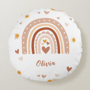 Rainbow with first name - Gift girl Round Cushion