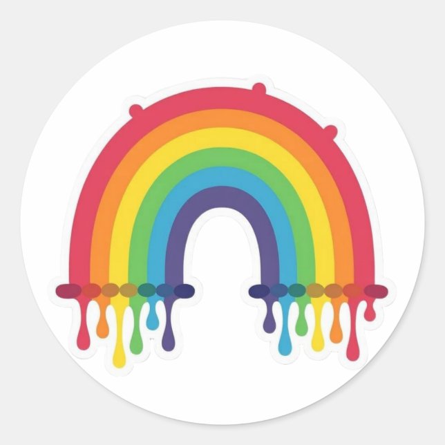 Rainbow with paint drips lgbtq+ classic round sticker (Front)