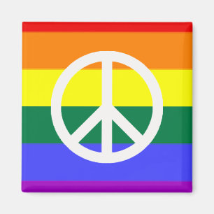 Rainbow with Peace Symbol Magnet