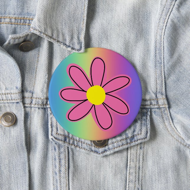 Rainbow with Pink Flower Button (In Situ)