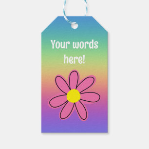Rainbow with Pink Flower Personalised Gift Tags