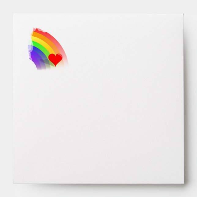 Rainbow With Red Heart Envelope (Front)