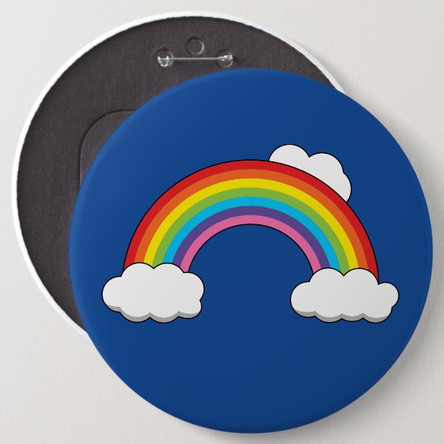 Rainbow with White Clouds 6 Cm Round Badge (Front & Back)