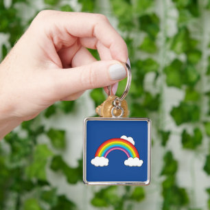 Rainbow with White Clouds Key Ring