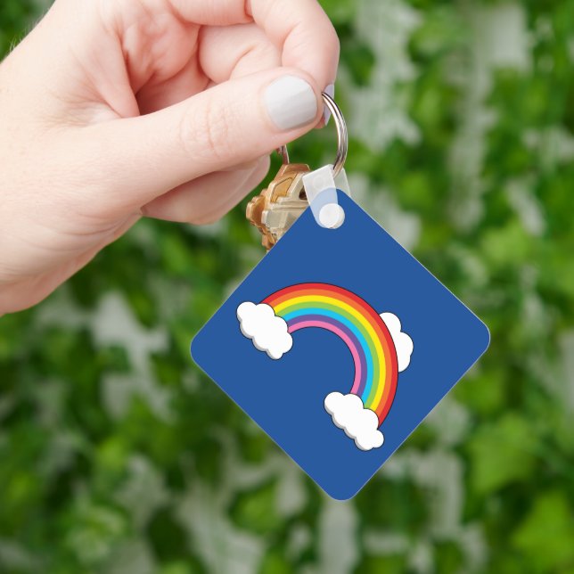 Rainbow with White Clouds Key Ring (Hand)