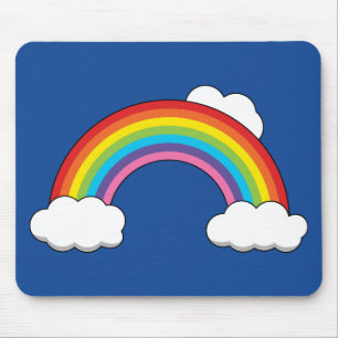Rainbow with White Clouds Mouse Pad