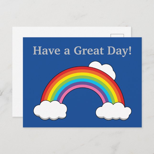 Rainbow with White Clouds | Personalise Holiday Postcard (Front/Back)