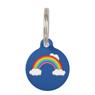Rainbow with White Clouds   Personalise Pet Tag
