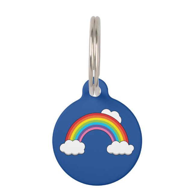 Rainbow with White Clouds | Personalise Pet Tag (Front)