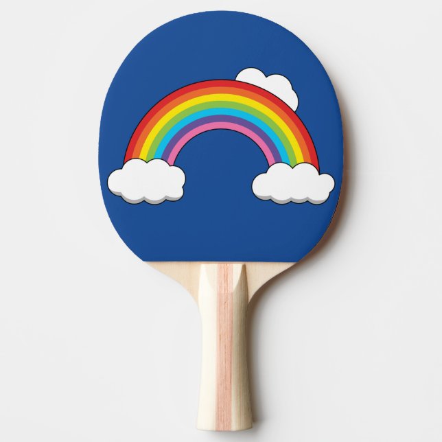 Rainbow with White Clouds Ping Pong Paddle (Front)