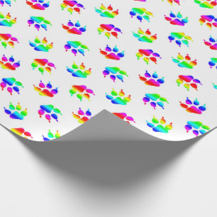 Rainbow Wolf Paw Wrapping Paper