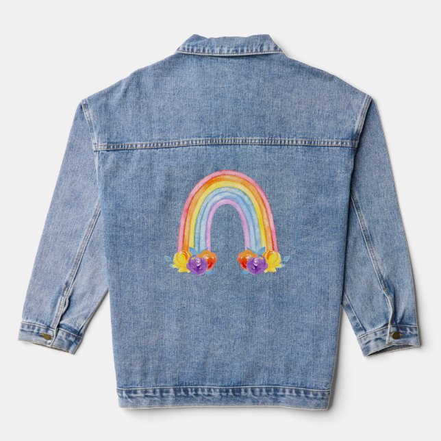 Rainbow Women's Denim Jacket (Back)