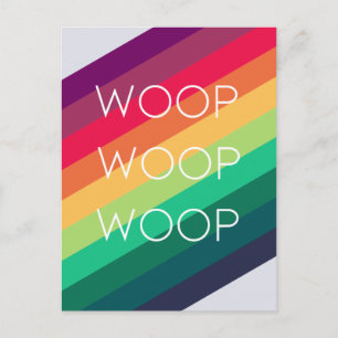 Rainbow Woop   Modern Stripe Celebration Congrats Postcard