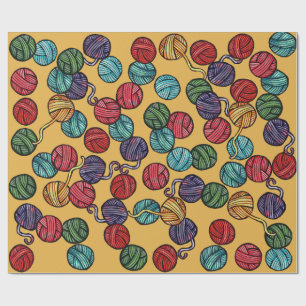 Rainbow Yarn Balls Pattern Wrapping Paper