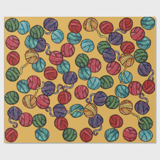 Rainbow Yarn Balls Pattern Wrapping Paper