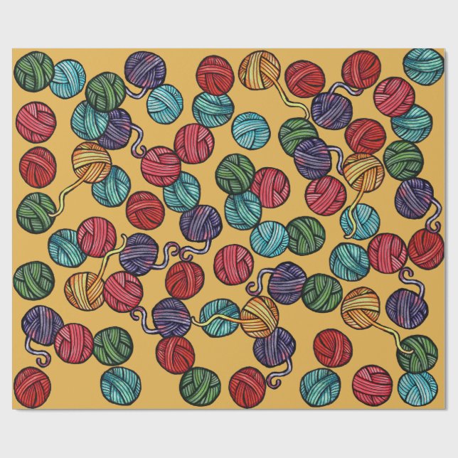 Rainbow Yarn Balls Pattern                         Wrapping Paper (Flat)