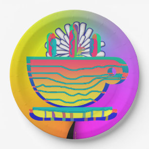 Rainbow Yellow Cup Saucer Party Cocktail Paper Plate