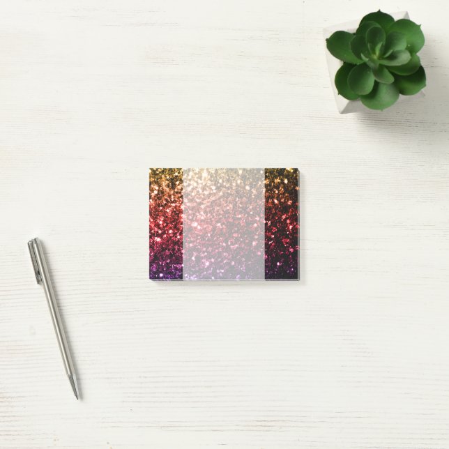 Rainbow yellow red purple faux glitter sparkles post-it notes (Office)