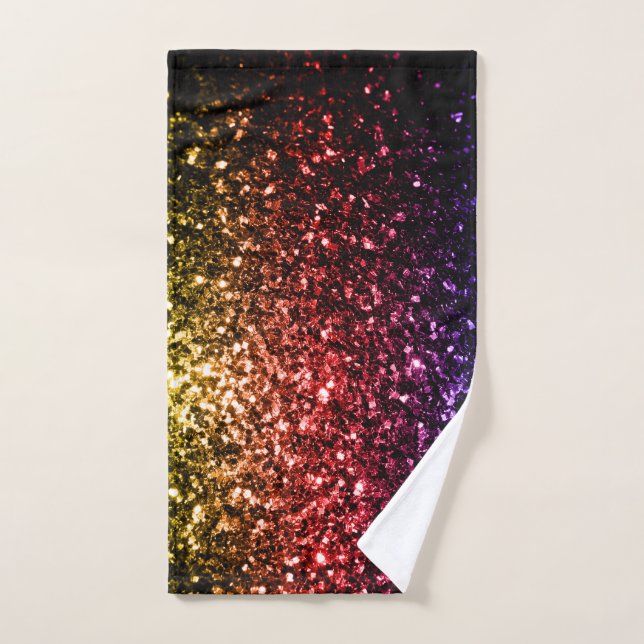 Rainbow yellow red purple sparkles hand towel (Hand Towel)