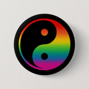 Rainbow Yin Yang 6 Cm Round Badge