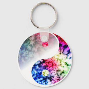 Rainbow Yin Yang Key Ring