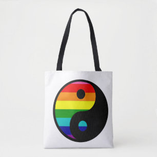 Rainbow Yin Yang LGBTQ Pride Balance Symbol Tote Bag