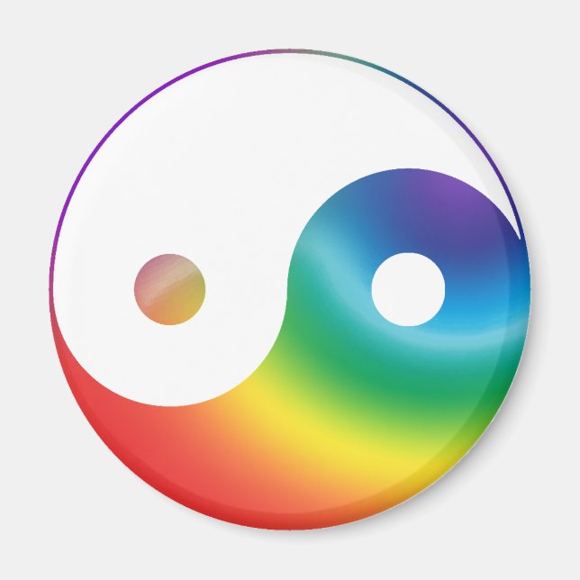 Rainbow Yin Yang Symbol Magnet (Front)