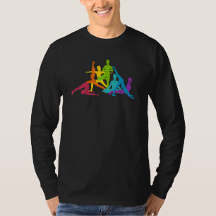 Rainbow Yoga Poses Yogis Meditating Enthusiasts T-Shirt