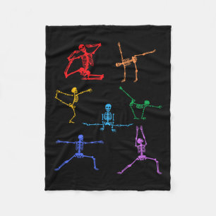 Rainbow Yoga Skeleton Exercise Bone Halloween Part Fleece Blanket