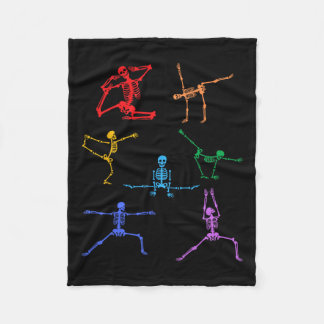 Rainbow Yoga Skeleton Exercise Bone Halloween Part Fleece Blanket
