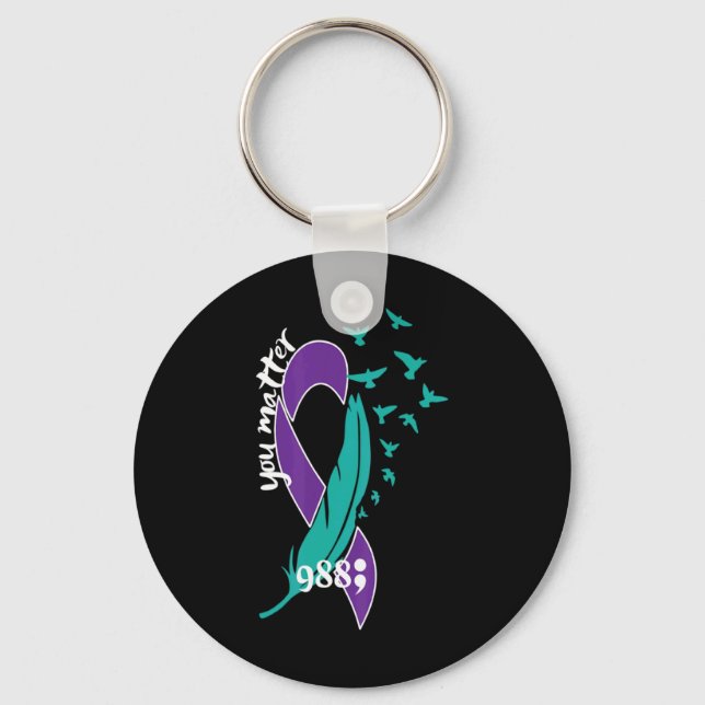 Rainbow You 988 Suicide Prevention Awarenes  Key Ring (Front)