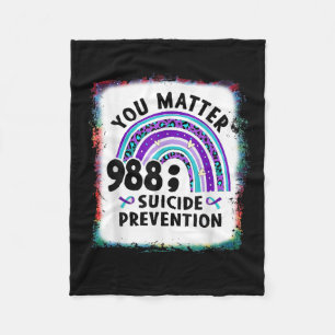 Rainbow You 988 Suicide Prevention Awareness Bleac Fleece Blanket