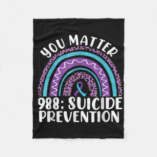 Rainbow You 988 Suicide Prevention Awareness Ribbo Fleece Blanket