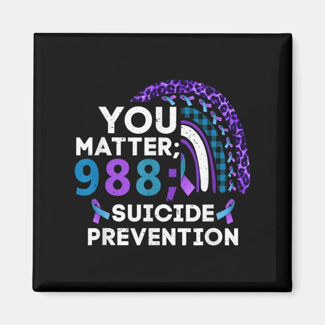 Rainbow You 988 Suicide Prevention Awareness Ribbo Magnet (Front)