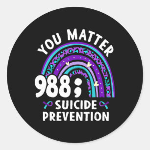 Rainbow You 988 Suicide Preventions Week Ri Classic Round Sticker
