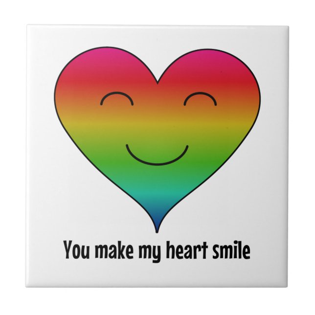 Rainbow you make my heart smile tile (Front)