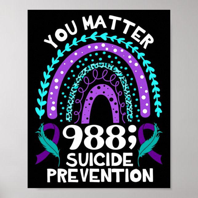 Rainbow You Problem 988 Suicide Prevention Awarene Poster (Front)
