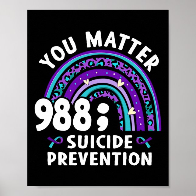 Rainbow You Problem 988 Suicide Prevention Awarene Poster (Front)