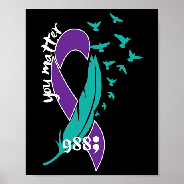 Rainbow You Problem 988 Suicide Prevention Awarene Poster (Front)