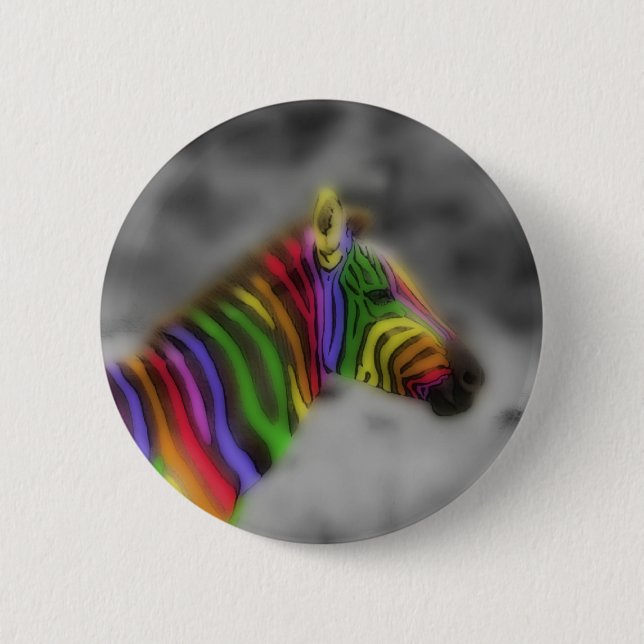 Rainbow Zebra 6 Cm Round Badge (Front)
